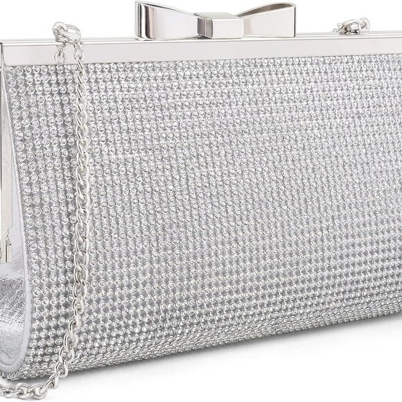 Evening Clutch Bag Cocktail Prom Sparkly Rhinestone Crystal Bride and Bridesmaid - Picture 1 of 9